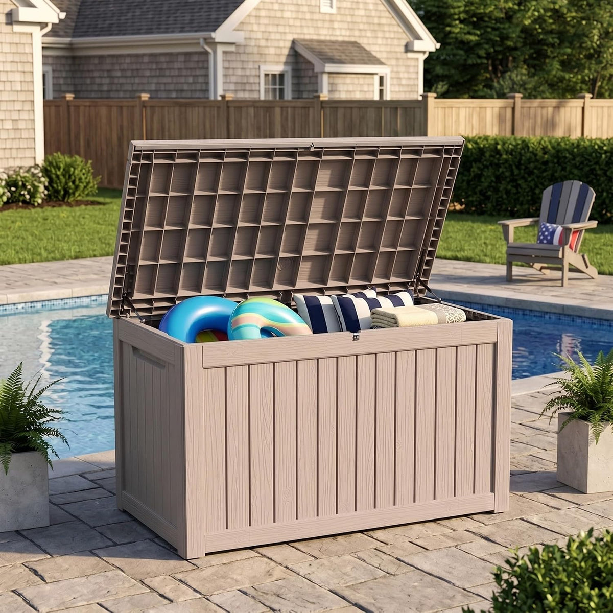 300 gallon outdoor storage box waterproof deck box, main product view