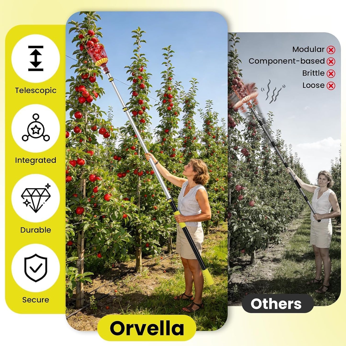 Fruit Picker with Basket, Apple Picking Tool Telescoping Pole