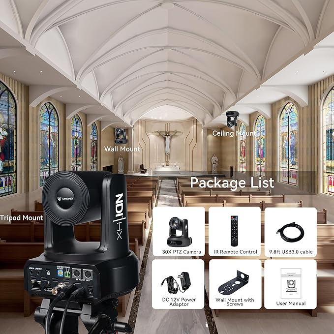 TONGVEO NDI AI Auto-Tracking IP PTZ Camera SDI/HDMI/USB3.0/LAN PoE 30X Optical - Image 9