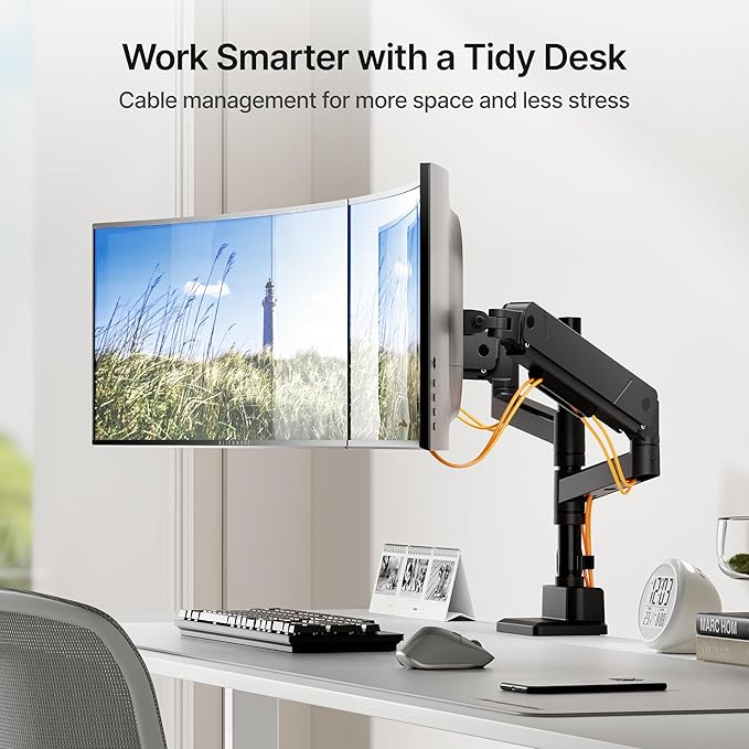 monTEK Dual Monitor Mount Tall Monitor arms - Image 8