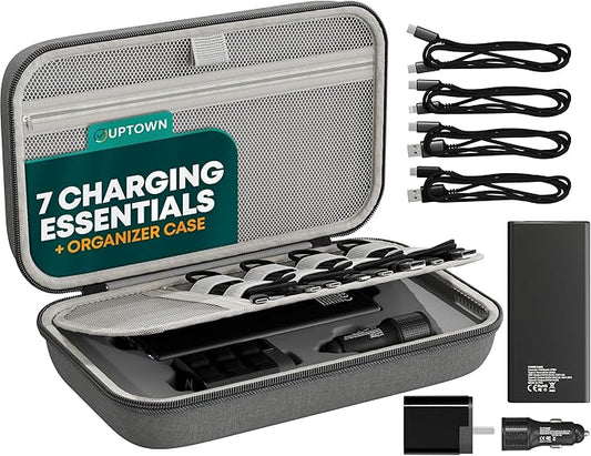 Uptown 7- Piece Travel Charging Tech Bundle – 10, 000mAh Portable Charger by Unknown