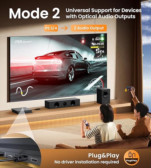 avedio links Optical Audio Cable Splitter 1 in 2 Out, Toslink Digital Fiber - Image 3