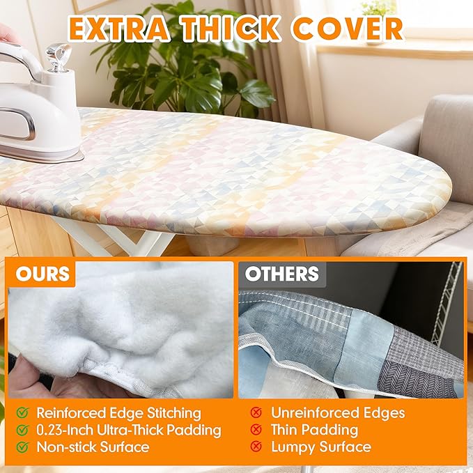 Ironing Board Cover and Pad, 15x54 Standard Size Thick Iron Padding, Scorch & - Image 3