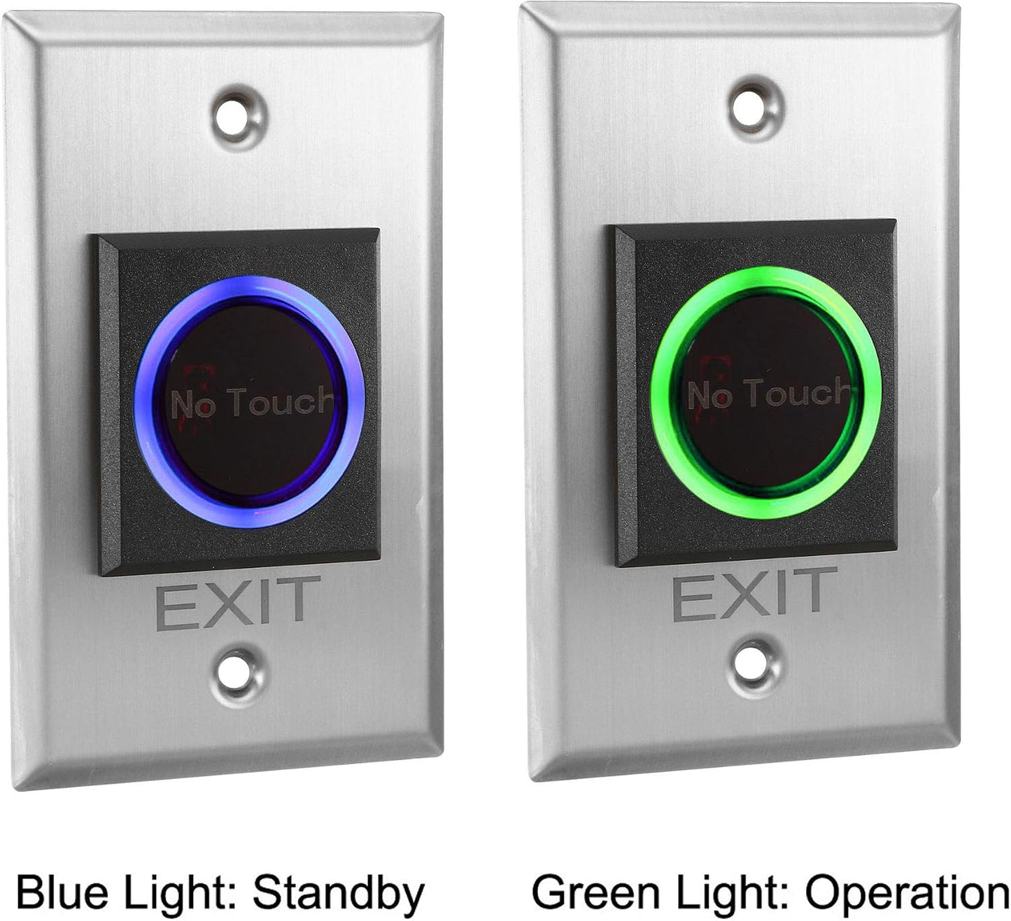 uxcell IR No Touch Door Release Exit Button NO/NC/COM Sensor Switch w LED Indicator for Access Control 115mmx70mm Panel 12V 3A