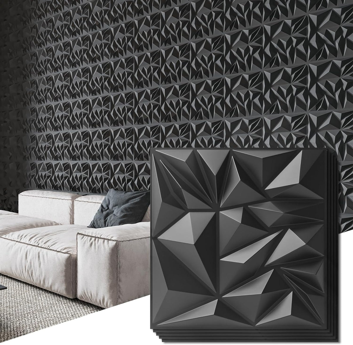 Art3d 33-Pack 3D Wall Panels for Interior Wall Decor, Modern Diamond Textured
