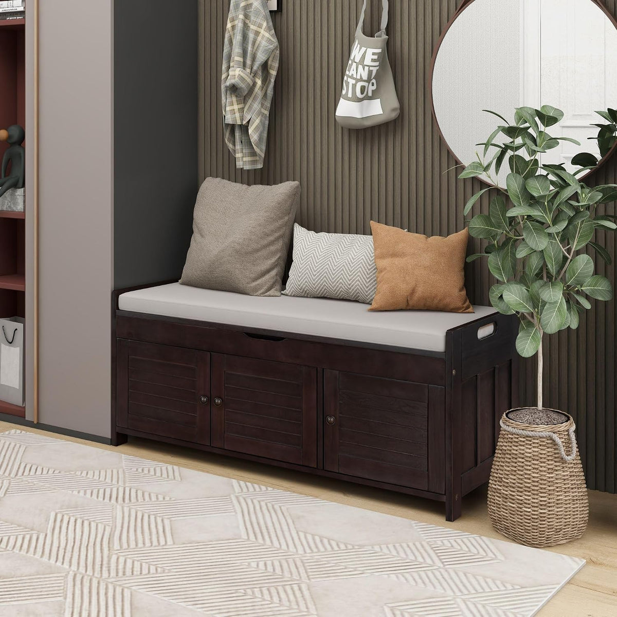 softsea storage bench with 3 shutter shaped doors, main product view