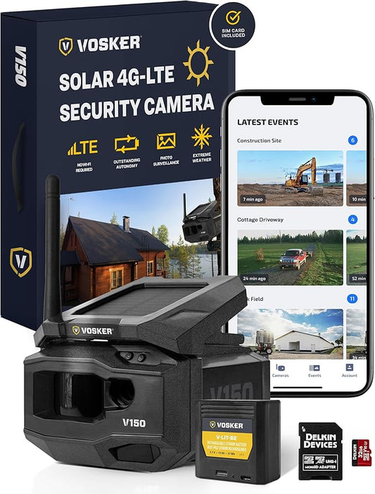 Vosker V150 Solar-Powered LTE Cellular Home Security Outdoor Camera | Motion by Vosker