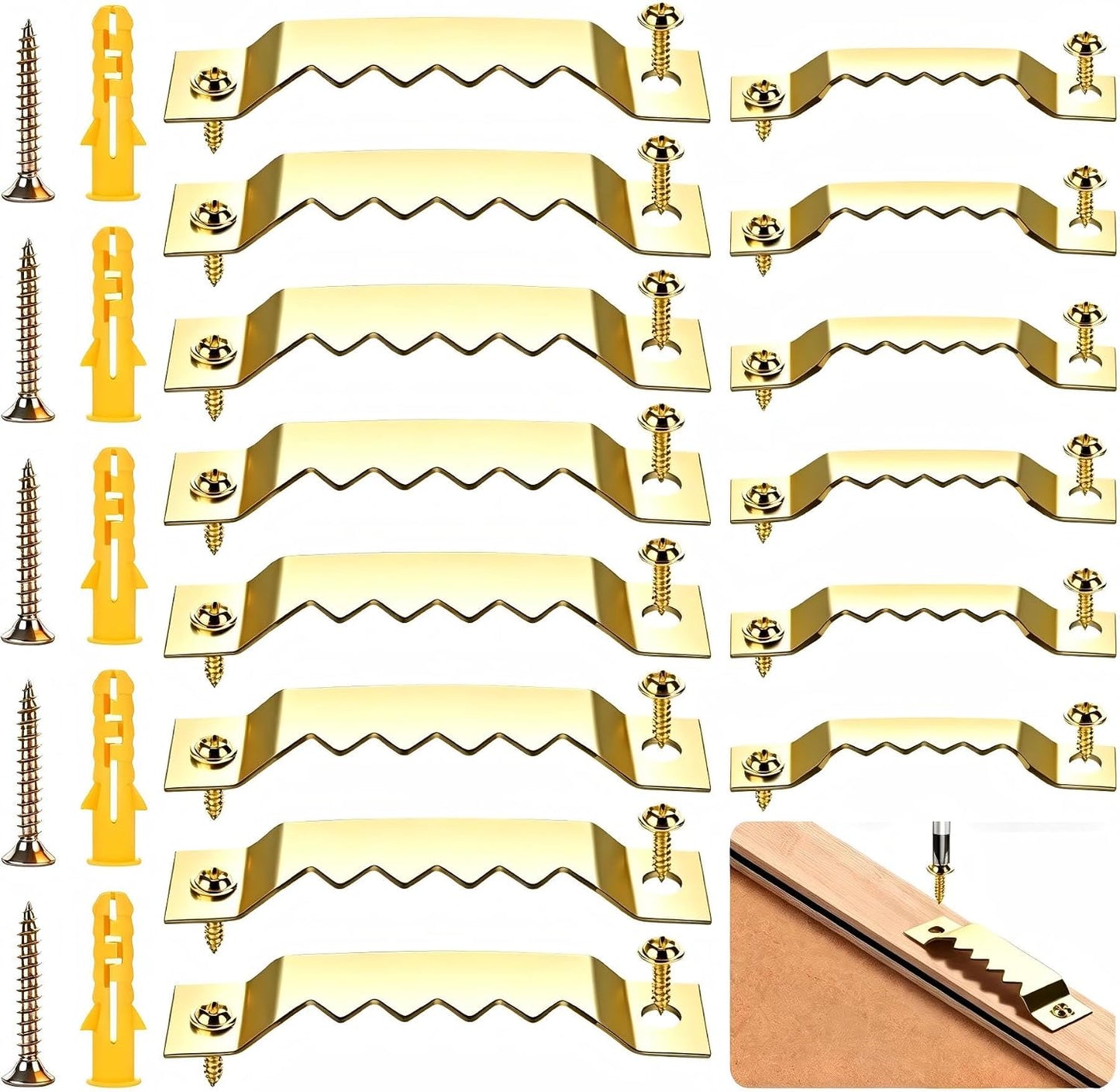 128Pcs Sawtooth Picture Hangers, Picture Hanging Kit, 2 Sizes for Photo Frames, Art, Clocks, Paintings, Canvas Hooks, and Picture Hanging Hardware, Wall Hanging Kit with Drywall Anchors and Screws