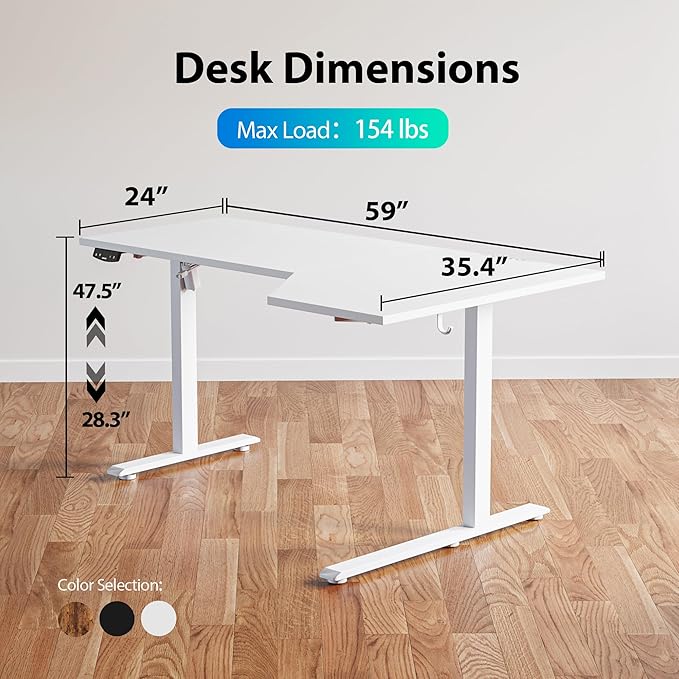 Agilestic Electric Standing Desk, L-Shaped 59 Inches Height Adjustable Desk - Image 3