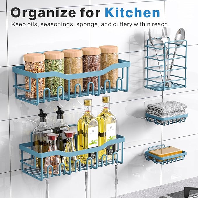 EUDELE 5-Pack Rustproof Stainless Steel Shower Caddy – No Drill Adhesive - Image 6