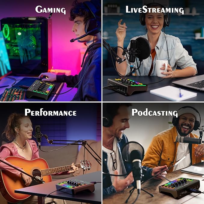 IXTECH Gaming Audio Mixer 4 Channel Soundboard, Streaming RGB PC Audio Interface - Image 5