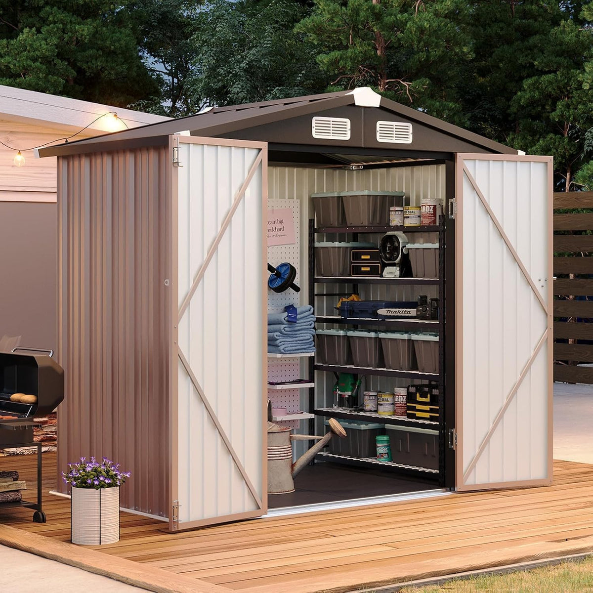 aoxun 6x4ft shed with floor galvanized steel outdoor, main product view