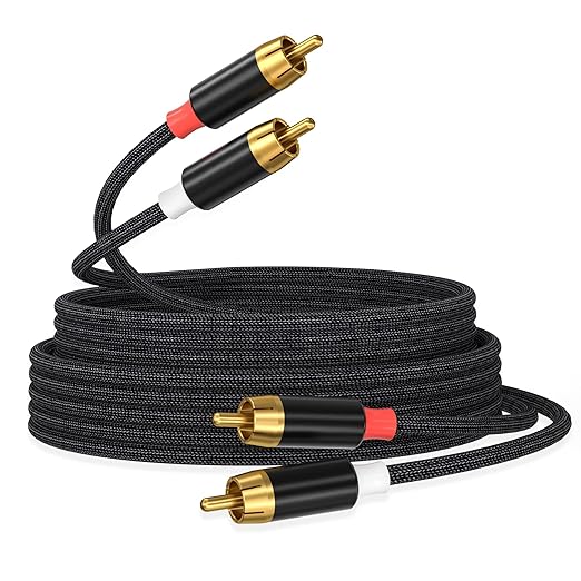 AGVEE 16.5ft RCA Cable, 2 RCA Male Thickened Six Claws Plug Stereo Auxiliary by AGVEE