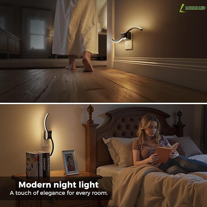L LOHAS LED Night Light, 2 Pack Night Lights Plug into Wall, Modern Wall Sconces - Image 6