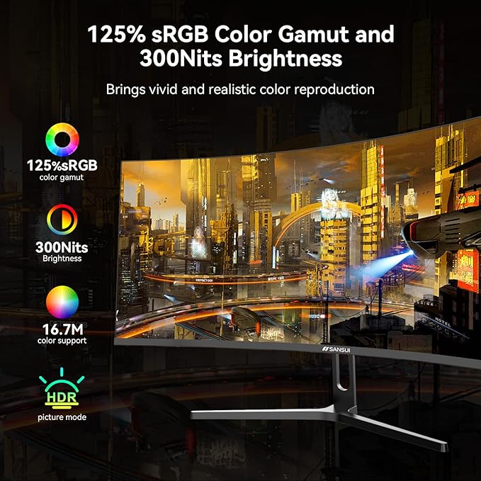 SANSUI 32 Inch Curved 240Hz Gaming Monitor High Refresh Rate, FHD 1080P Gaming - Image 5