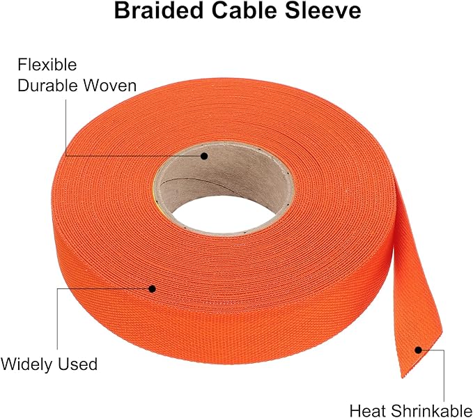 MECCANIXITY Braided Cable Sleeves Heat Shrinkable Fabric Sleeving, 7/8" 60ft - Image 4