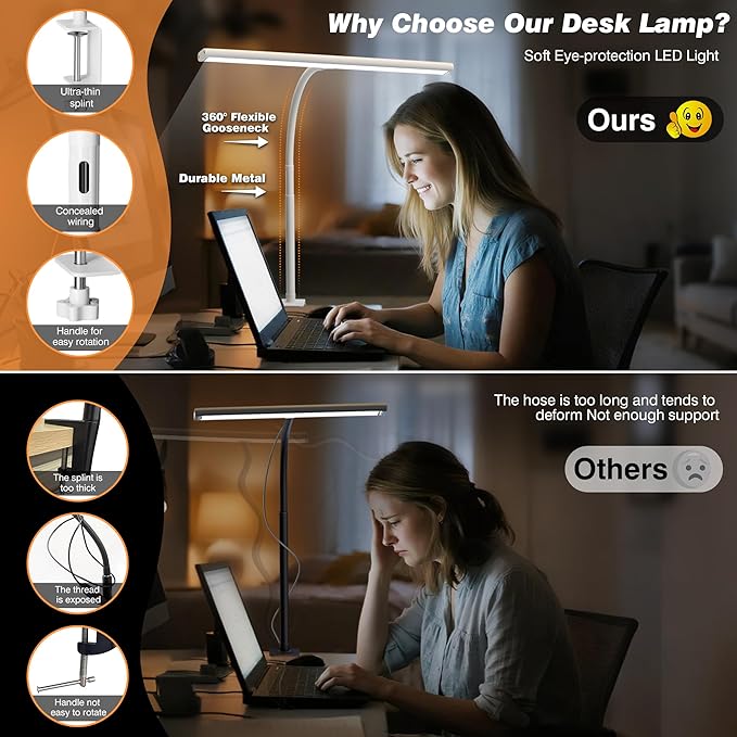 Airlonv LED Desk Lamp for Office Home, Eye-Caring Desk Light - Image 4