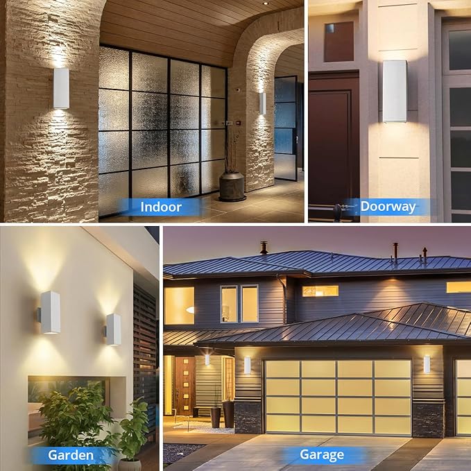 wowlite Modern Porch Lights White 2 Pack, Dust to Dawn Outdoor Light, - Image 8