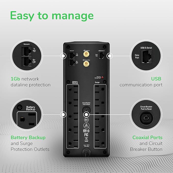 APC Back-UPS Pro 1500VA UPS Battery Backup & Surge Protector, BX1500M Backup - Image 3