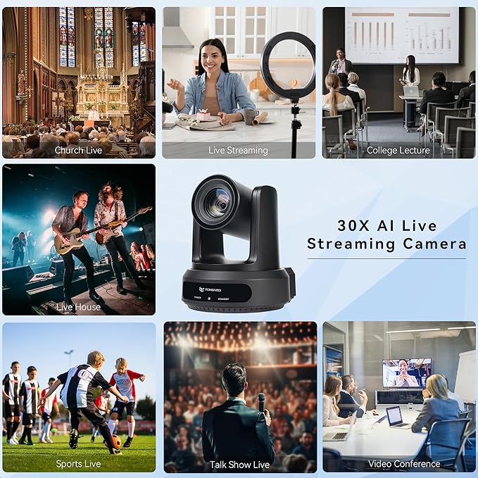 TONGVEO AI Auto-Tracking IP PTZ Camera SDI/HDMI/USB3.0/LAN PoE 30X Optical + - Image 6