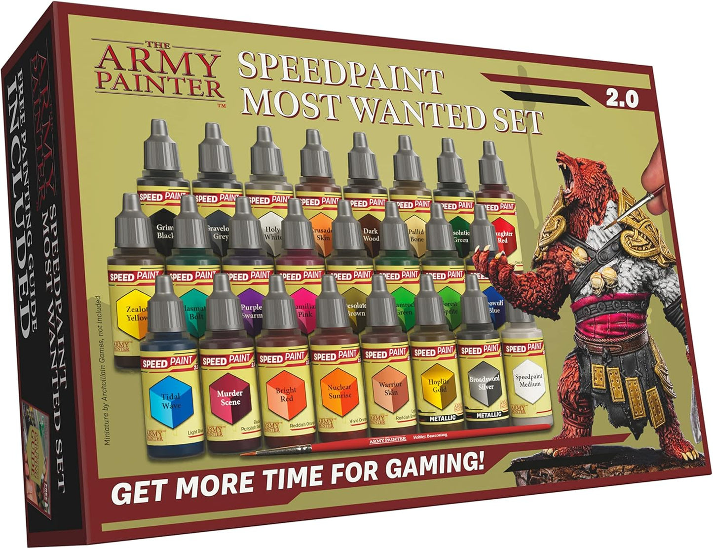 The Army Painter, Speedpaint Most Wanted Set 2.0, 24 x 18 ml | Contrast Paint Set incl. 2 metallics, 1 medium & 1 Free Brush for Miniature Model Painting, DnD & Warhammer Figures