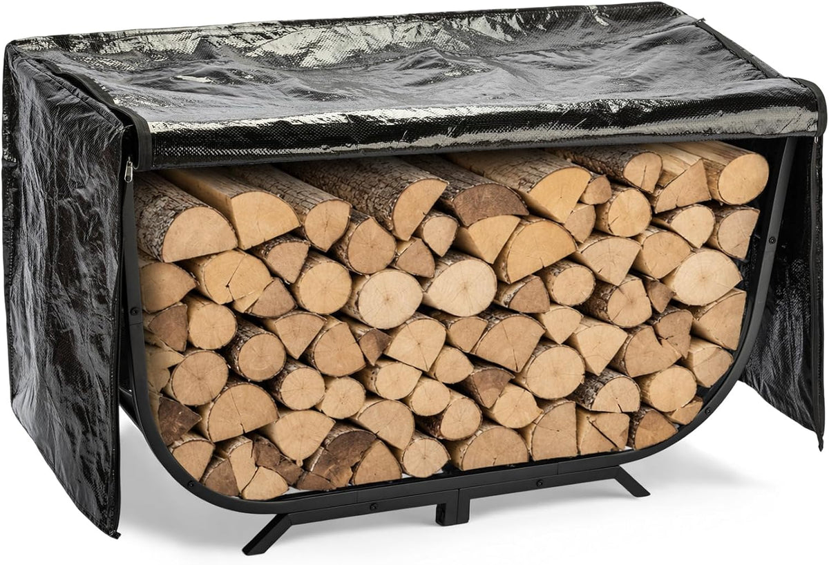 42 inch firewood rack outdoor with covers metal, main product view