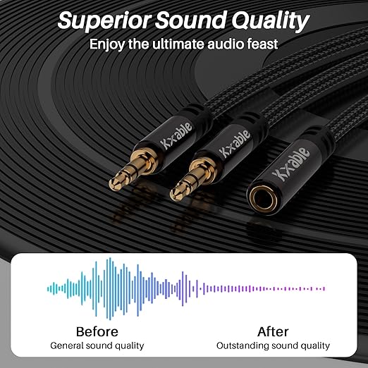 Kxable 1/8 Inch TRS Stereo Y Splitter Cable 3FT, 3.5mm Female to 2-Male - Image 6