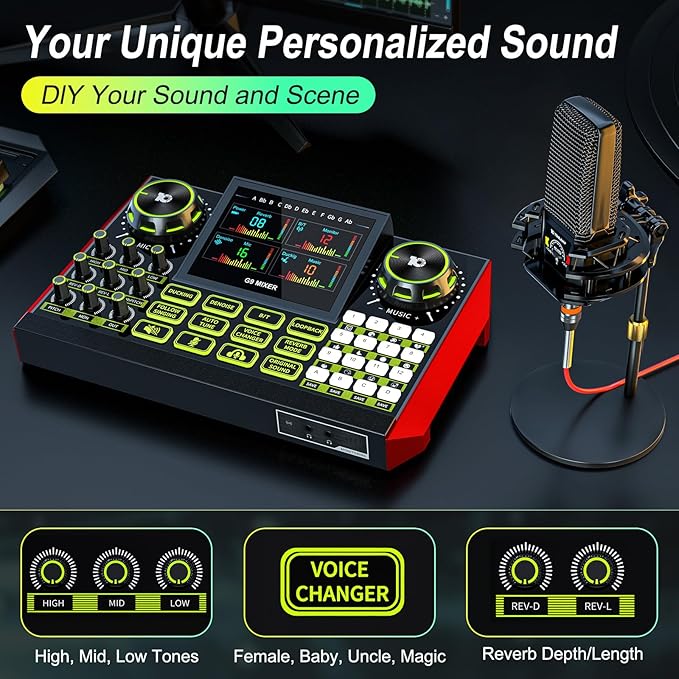 Podcast Microphone Bundle with Live Sound Card Audio Mixer, Podcast Equipment - Image 3