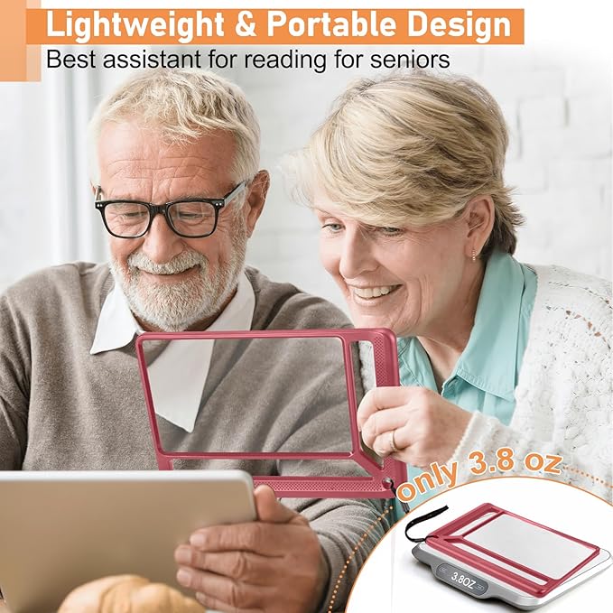 5X Full Page Magnifying Glass for Reading, Lightweight Rectangular Magnifier - Image 6