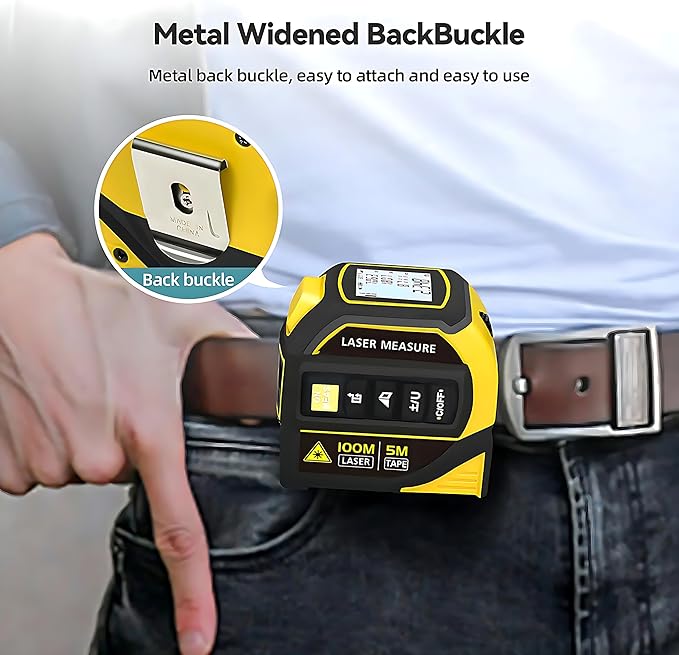 4-in-1 Digital Laser Tape Measure, 16FT Measuring Tape, 328ft Laser Distance - Image 2