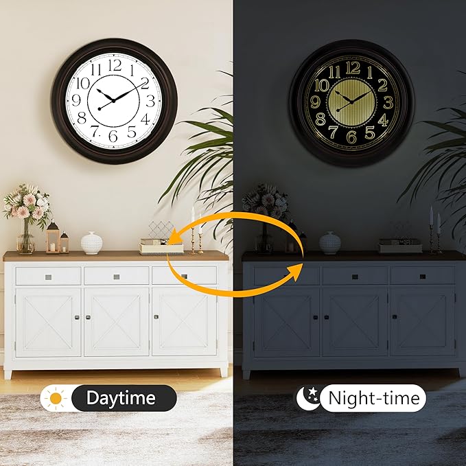 Koosome 18 Inch Lighted Wall Clock Outdoor Clocks - Image 5