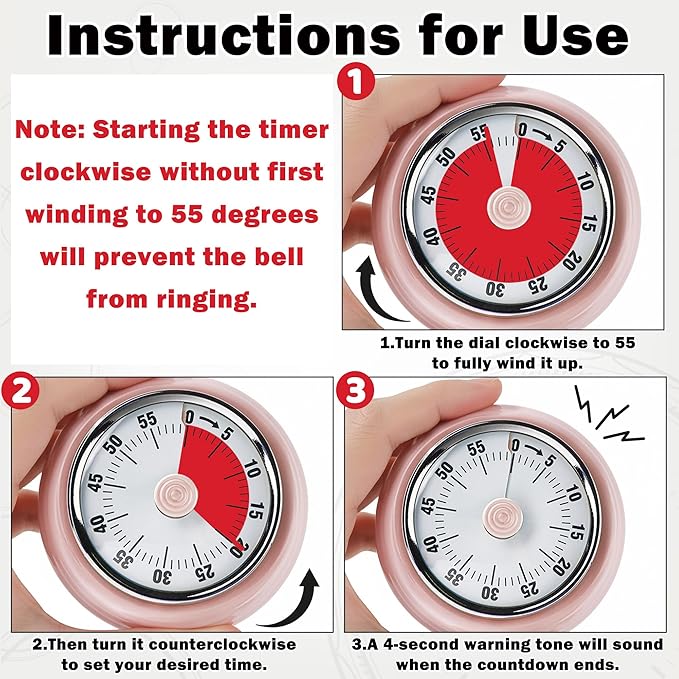 KwonfaiDelil 60-Minute Magnetic Visual Timer, Silent Operation and No Battery - Image 4