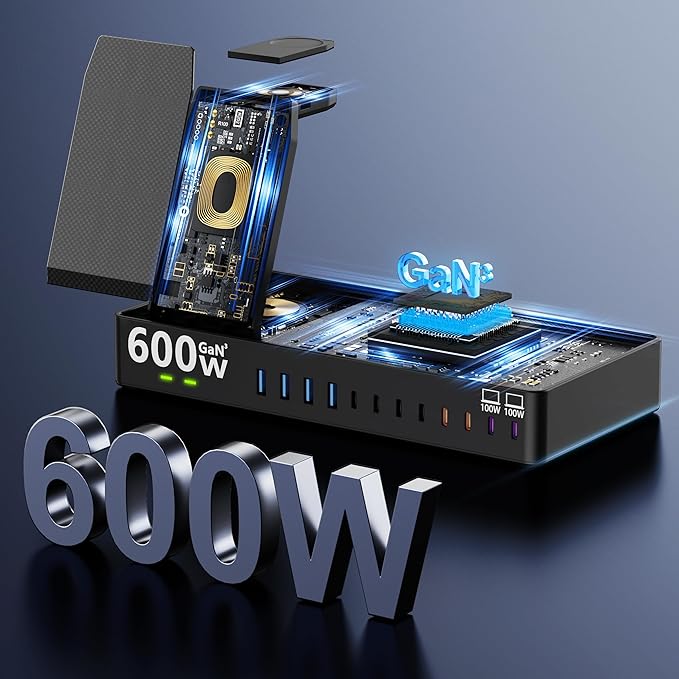 600w Charging Station for Multiple Devices, 15 in 1 Wireless Charging Station - Image 4