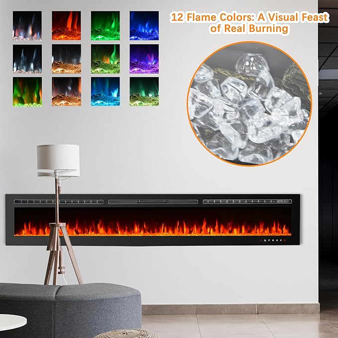 CharaVector 100 inch 750W/1500W Electric Fireplace Inserts - Image 5