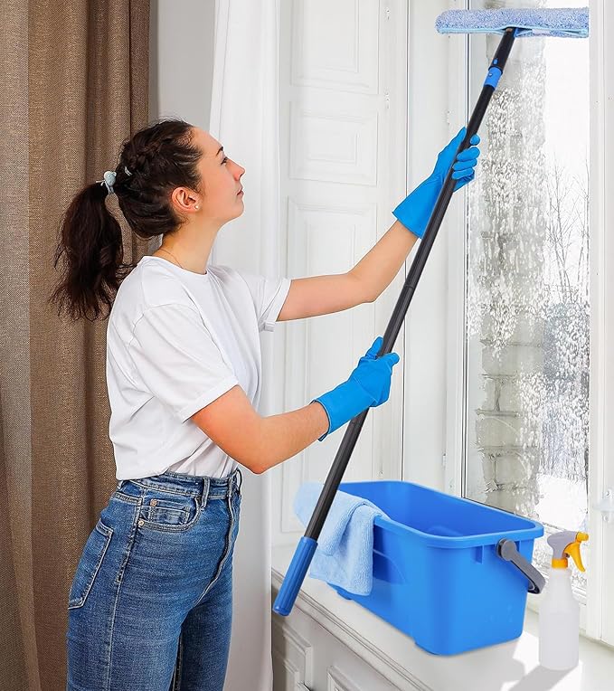 Window Cleaning Kit with Storage Bucket, Window Squeegee with 4.13ft Extension - Image 5