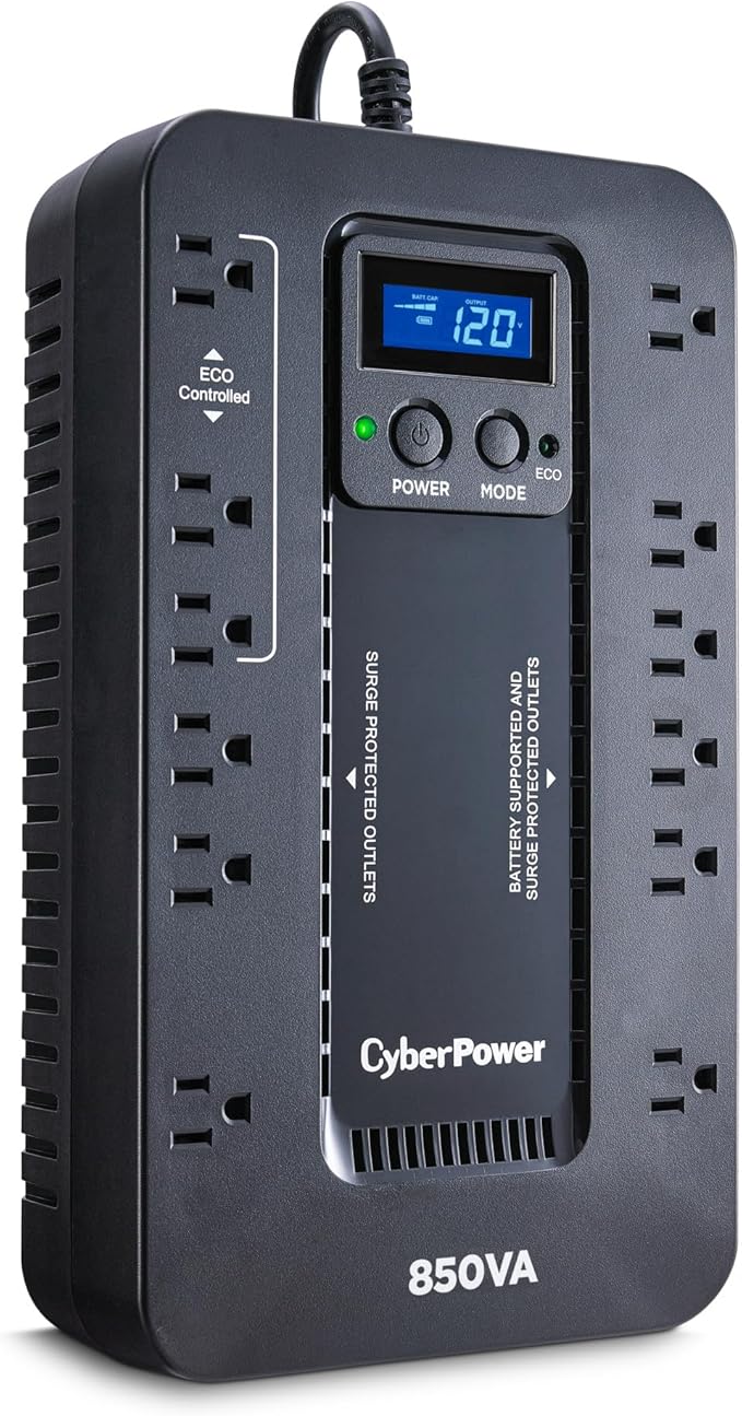 CyberPower EC850LCD Ecologic UPS Battery Backup and Surge Protector, 850VA/510W - Image 3
