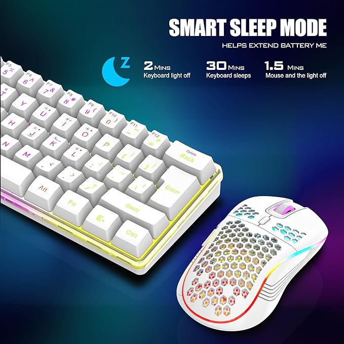 RedThunder 60% Wireless Gaming Keyboard and Mouse Combo, 2500mAh Rechargeable - Image 4
