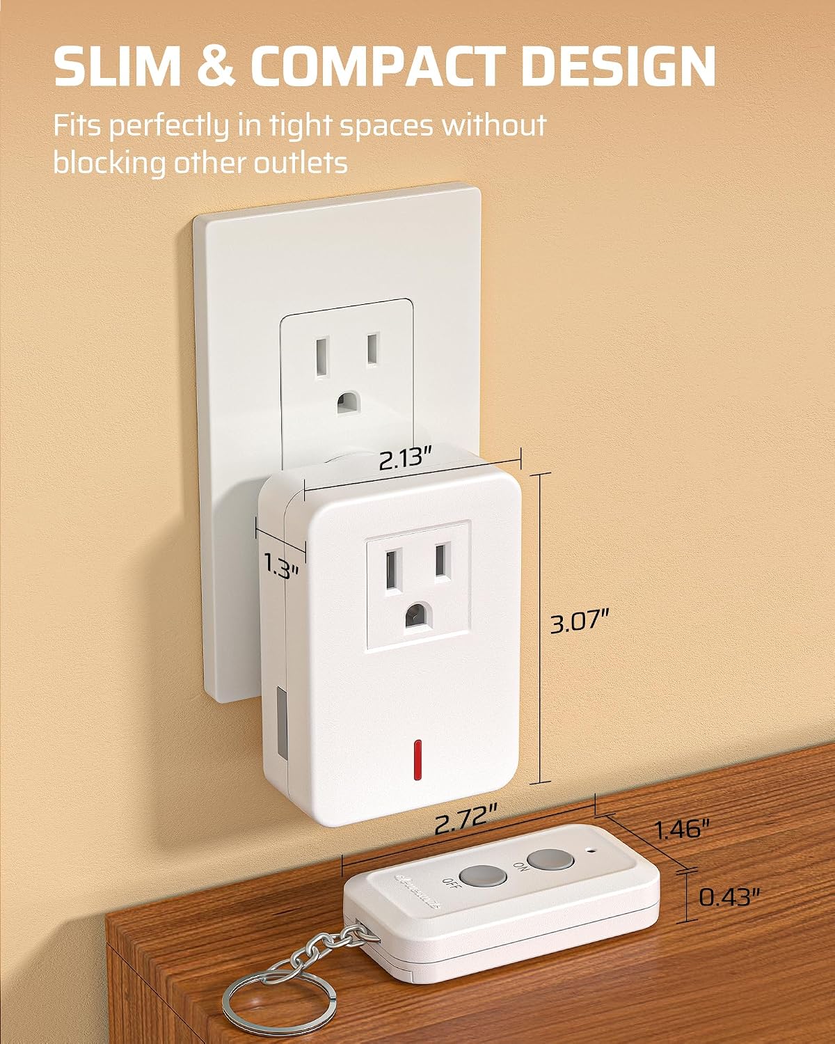DEWENWILS Indoor Remote Control Outlet, Wireless On Off Power Switch | 100FT RF Range, 120V, 60Hz, 10A, Max.1200W, Compact Design for Indoor Lighting, Fans, Chargers, Lamps, White