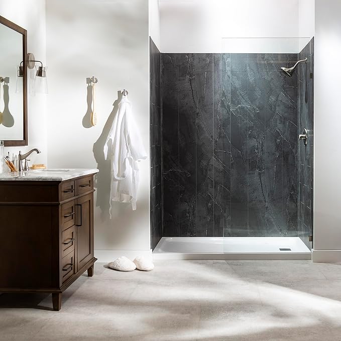 Palisade 78in x 60in x 30in Waterproof Vinyl Shower Surround Kit - Image 3
