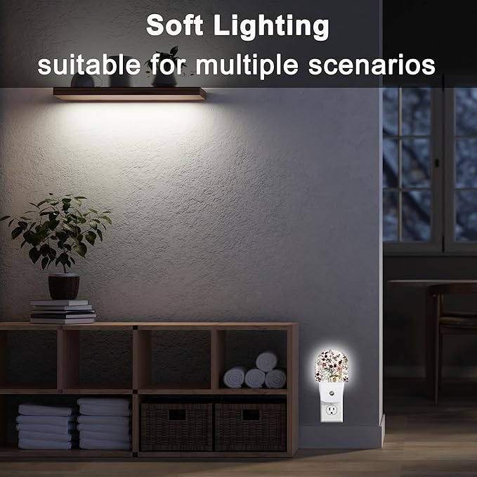YESPOAK Night Light, Vintage Flower Butterfly Night Lights Plug Into Wall - Image 4