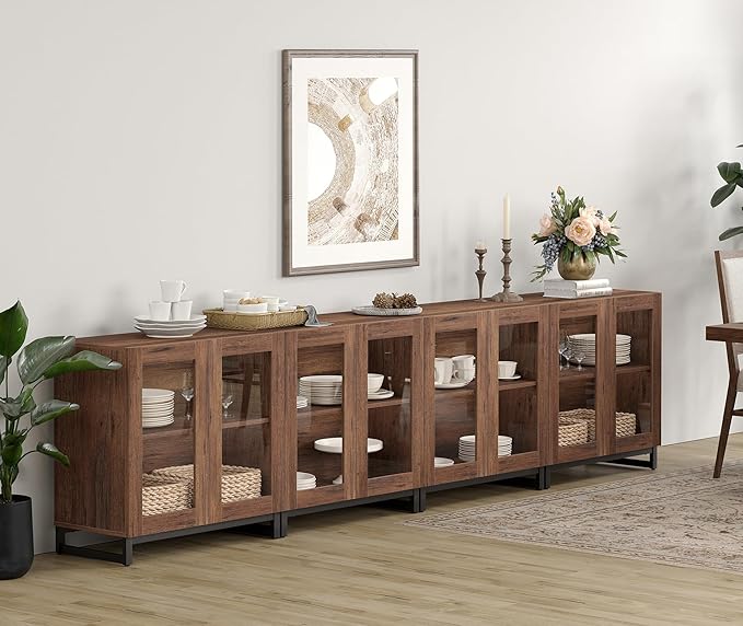 WAMPAT Modern TV Stand with Glass Doors - Image 6