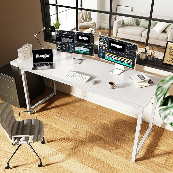 Huuger Computer Desk, 63 Inch Office Desk, Gaming Desk - Image 6