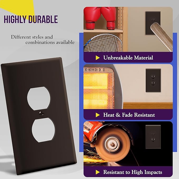 ENERLITES Duplex Receptacle Outlet Wall Plate, Jumbo Electrical Outlet Covers - Image 4