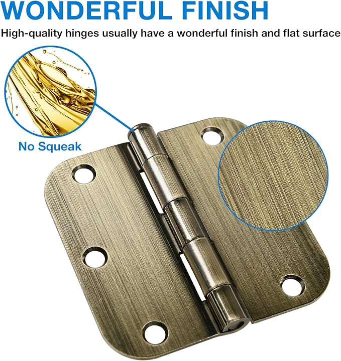 TDCHINGES 3 Pack Antique Brass Door Hinges 3.5 Inch Black Interior 3 1/2" - Image 2