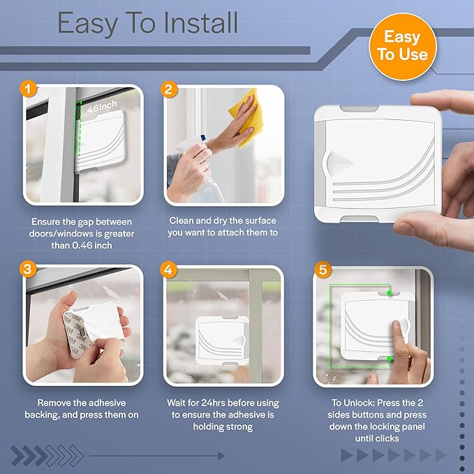 Todays Kids 4 Pack Sliding Door Locks - Image 3