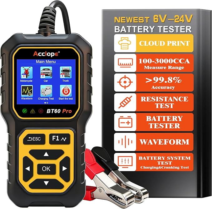 Acclope BT60 Pro Car Battery Tester, Digital Analyzer by Acclope
