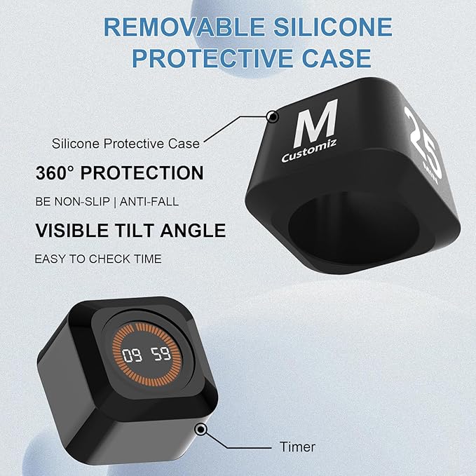 Rotating Visual Pomodoro Timer 5, 50 Min Custom Countdown, Rechargeable Cube - Image 6