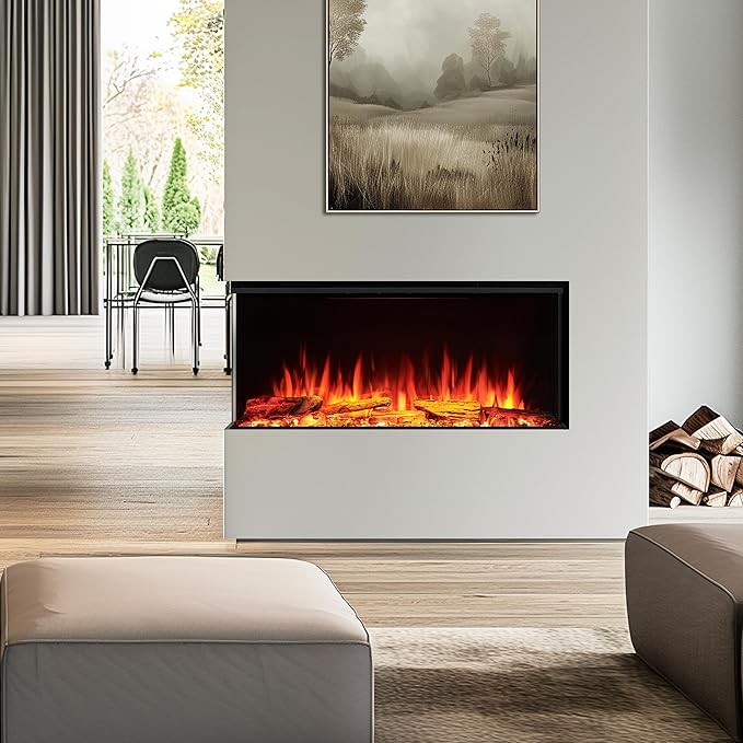 LegendFlame 35" W Smart Build in Electric Fireplace Insert, 1-2-3 Sided View - Image 2
