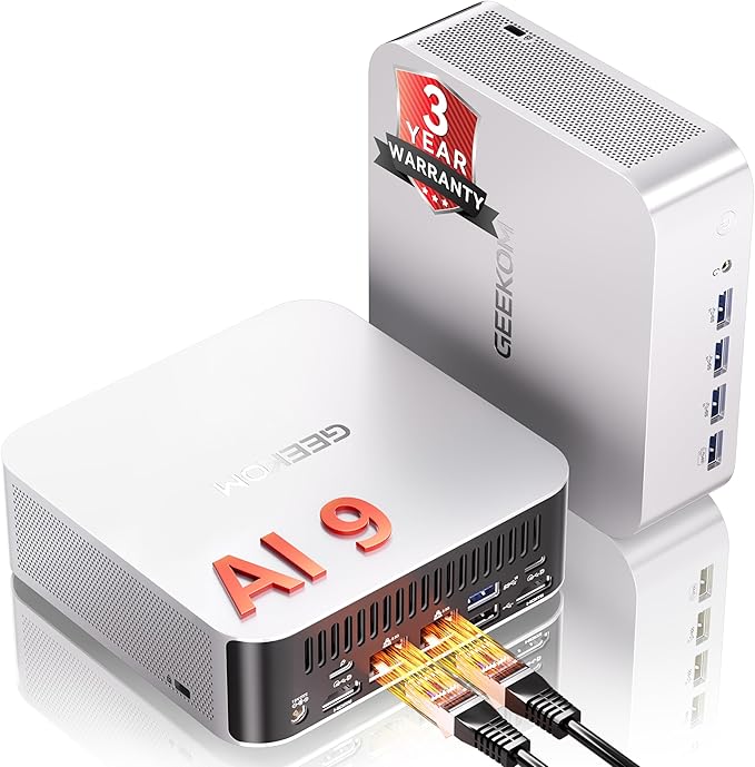GEEKOM A9 Max AI Mini PC, with AMD Ryzen AI 9 HX 370, Copilot+ PC, Radeon 890M by GEEKOM