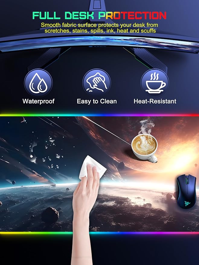 TopMade Wireless Charging Mouse Pad, RGB Gaming Mousepad Home Office Desk Pad - Image 6